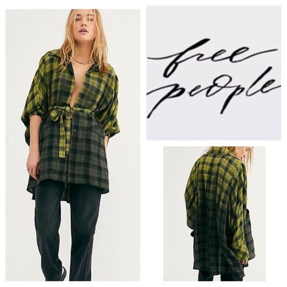 Free People You Wish Plaid Belted 